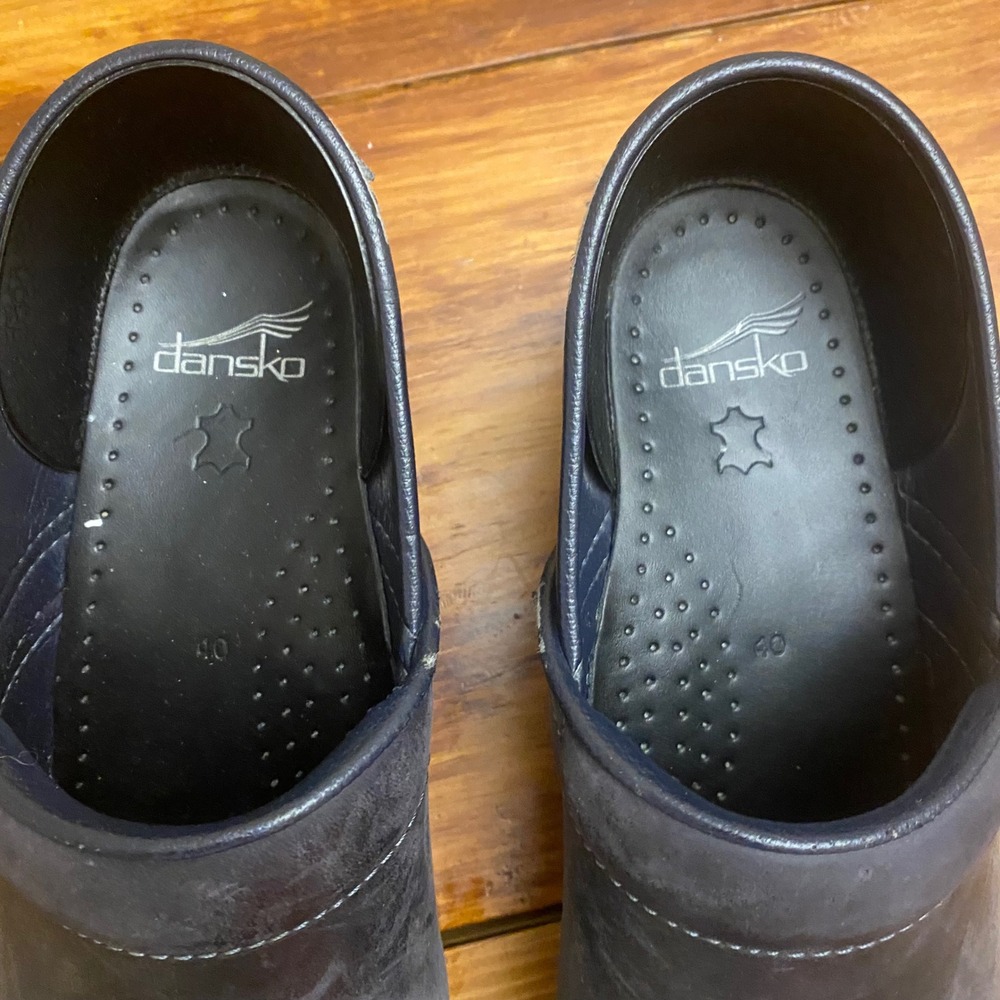 Dansko Gray Leather Clogs Shoes Womens Size 40 EU Comfort‎ Slip On Casual *FLAW - Picture 3 of 12